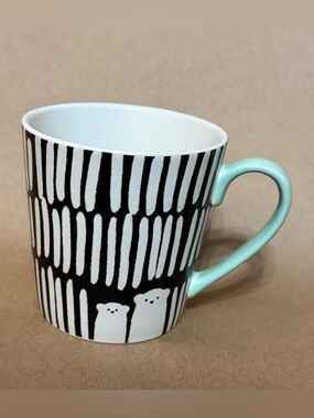 2016 Starbucks Polar Bear Mug Black White Aqua